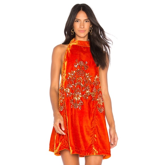 Jill's Sequin Velvet Swing dress/BURNT ORANGE 🔥 - Picture 4 of 4